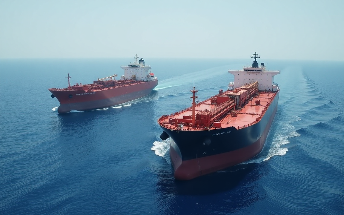 Two oil tankers at sea