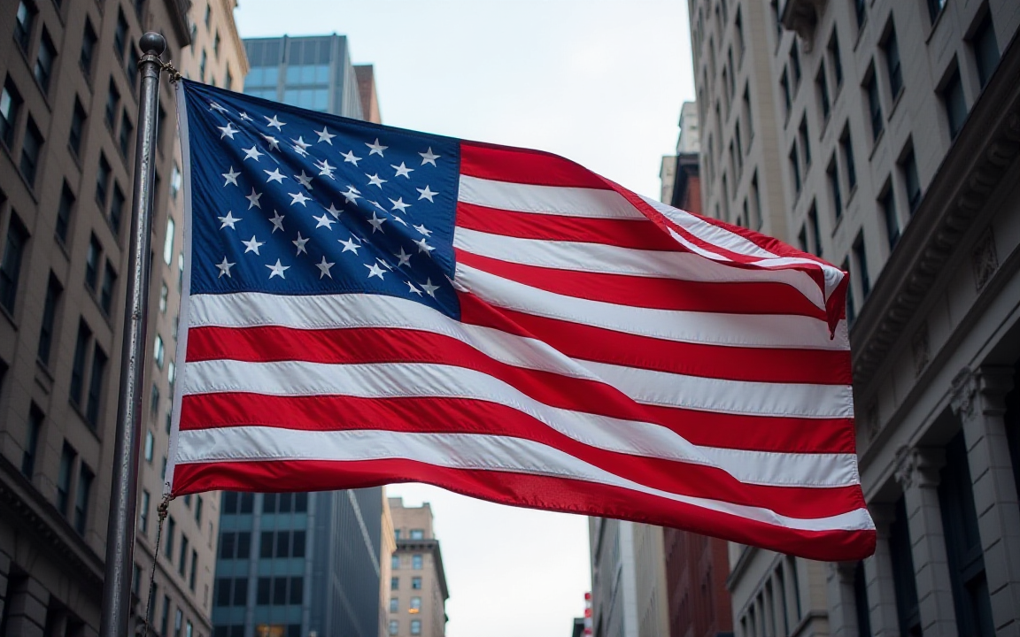 A wavy U.S. flag in New York.
