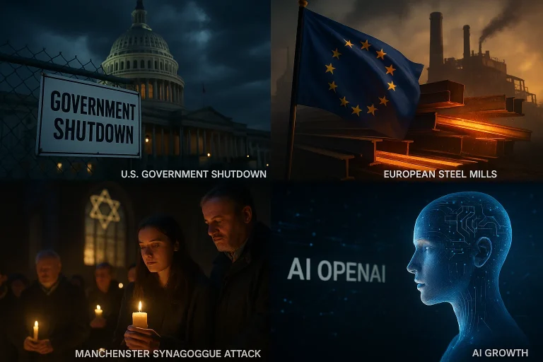 Evening digest: Trump sees ‘opportunity’ in shutdown, Manchester Synagogue attack