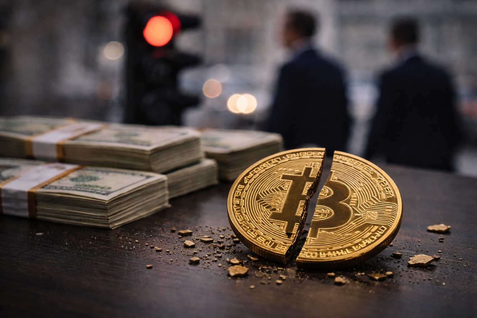 AI generated image for Bitcoin price cracking