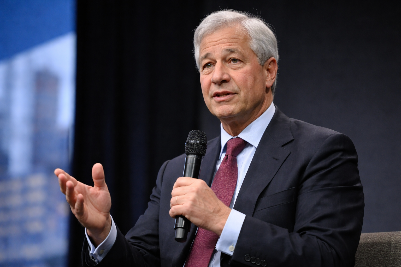 Jamie Dimon speaks during a public investor discussion.